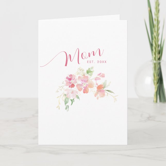 Carte Fête des Mères Blush Rose Floral (Devant)