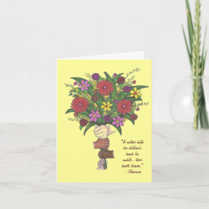 Carte Fête des mères Bouquet Fleurs Petites mains Maman