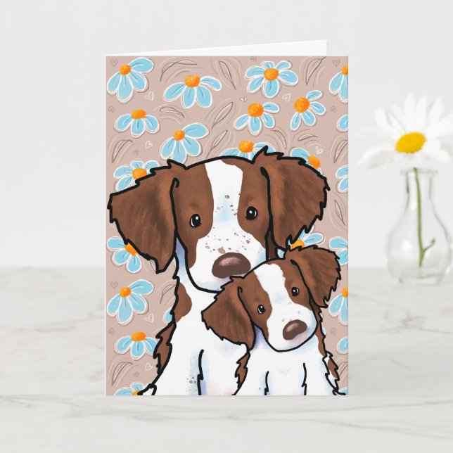 Carte Fête des mères Brittany Dogs (Petite plante)