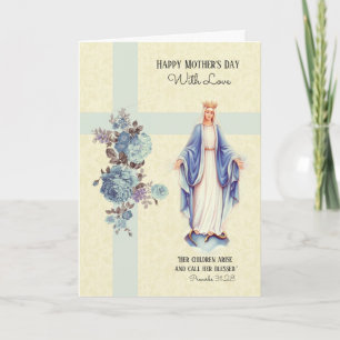 Carte Fête des Mères Catholique Vierge Marie Religieuse