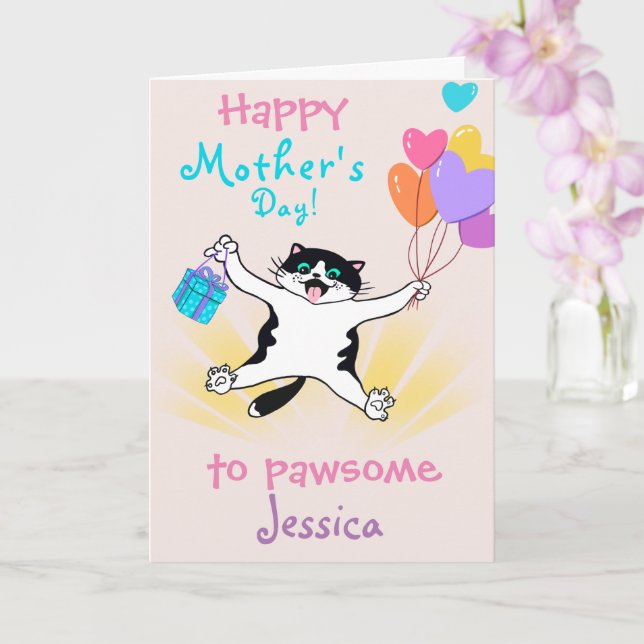 Carte Fête des Mères Chaton Smoking Jouet (Orchidée)