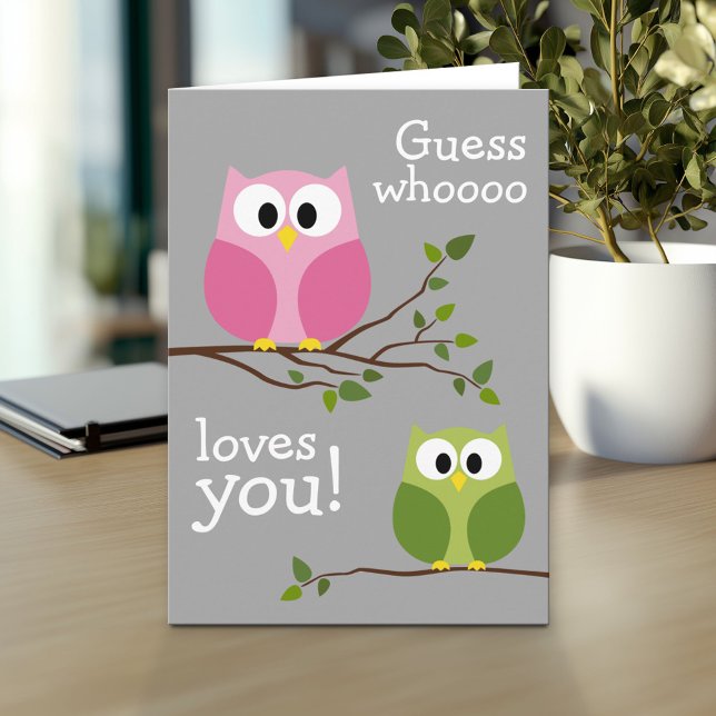 Carte Fête des mères - Chouettes mignonnes - Qui vous ai (Personalized Mother's Day Greeting Card)