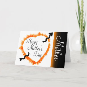 Carte Fête des Mères Contour de cœur orange Rustique Cre