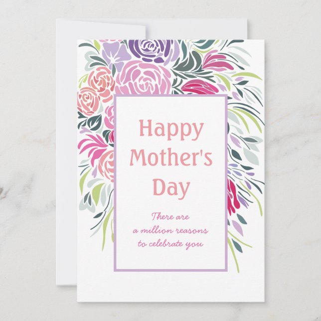 Carte Fête des mères de cadre floral (Devant)