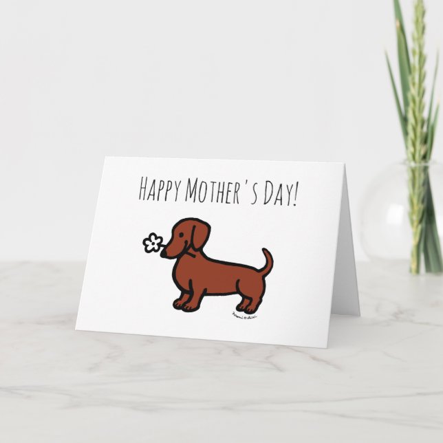 Carte Fête des Mères de la Fleur minuscule Dachshund Smo (Devant)