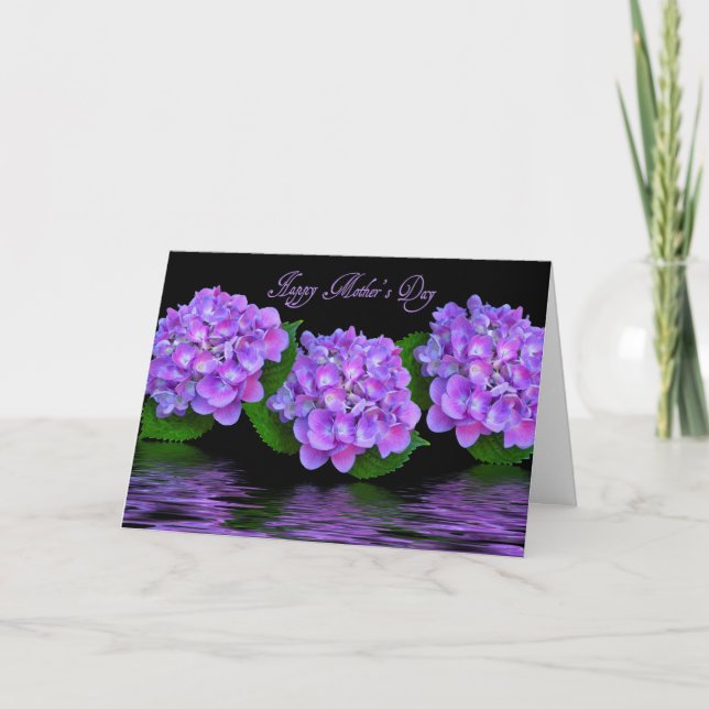 Carte Fête des mères de l'hydrangée violette (Devant)