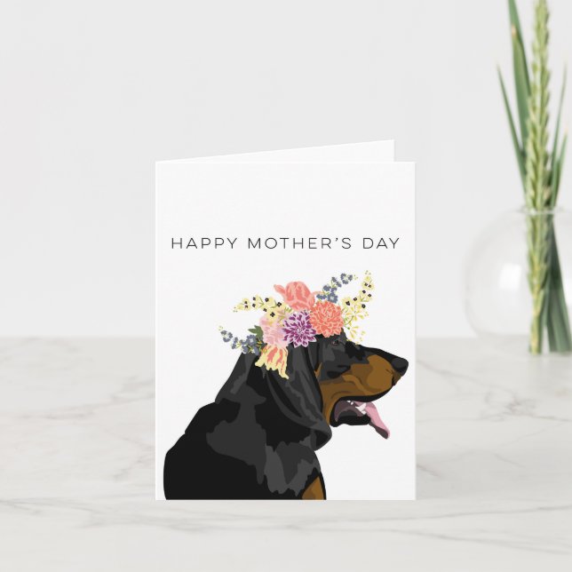 Carte Fête des mères de Noir et Tan Coonhound (Devant)