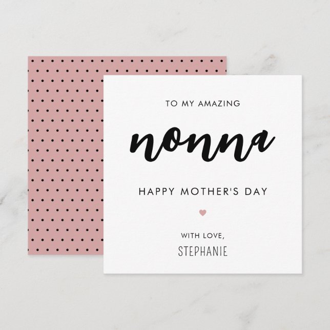 Carte Fête des mères de Nonna Grandma minimaliste et mod (Devant / Derrière)