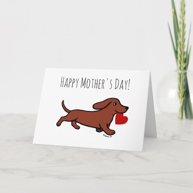 Carte Fête des mères de Red Smooth Dachshund (Devant)