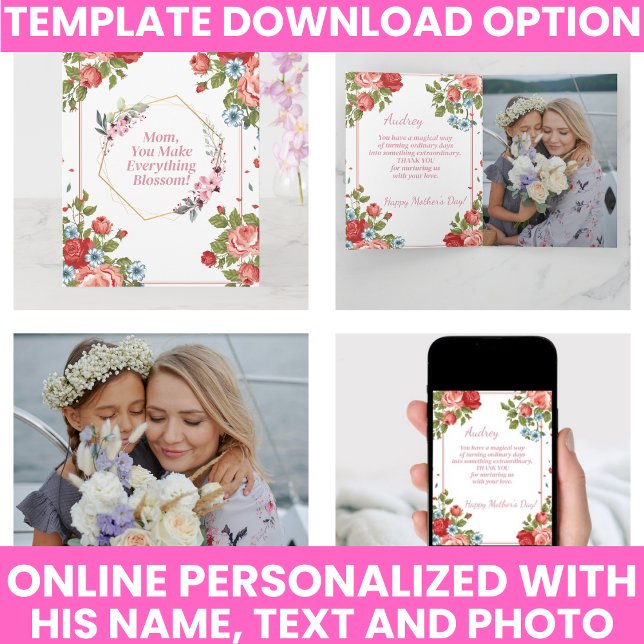 Carte Fête des Mères élégante (Elegant Mothers Day Card)