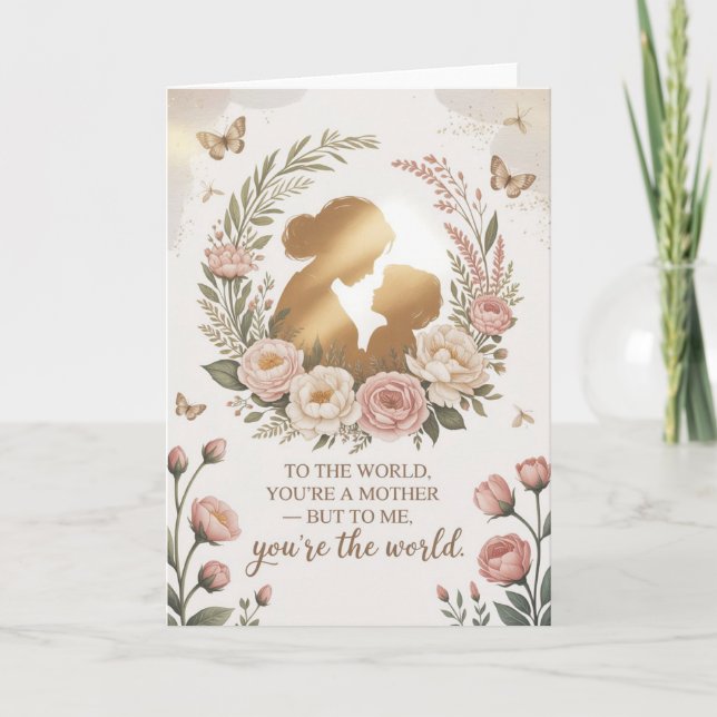 Carte Fête des Mères Élégante Florale (Devant)