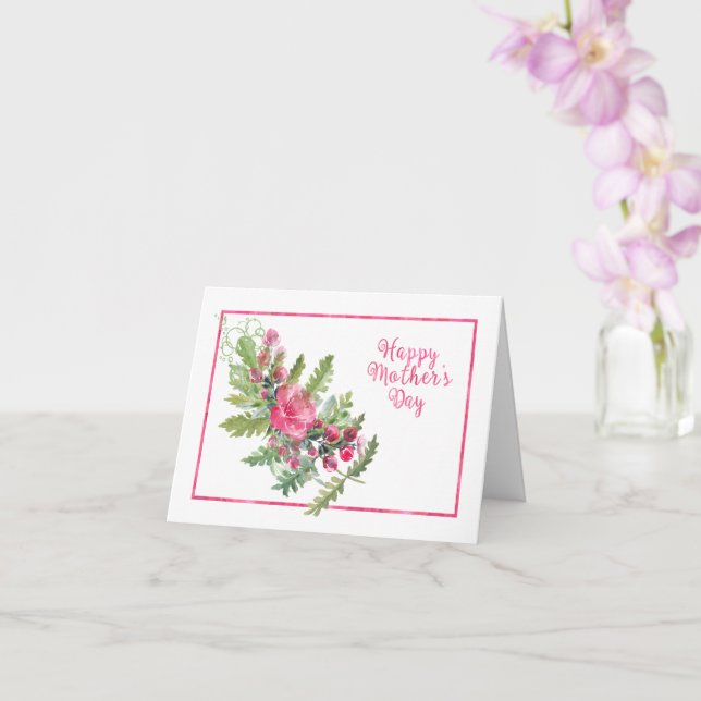 Carte Fête des Mères en Aquarelle rose (Orchidée)