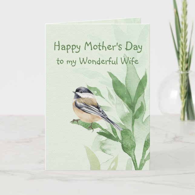 Carte Fête des Mères Femme Chickadee Garden Bird (Devant)