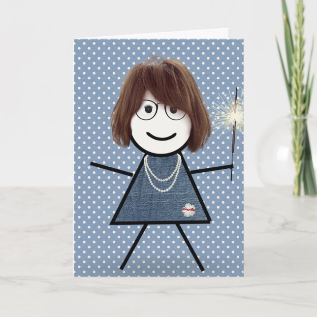 Carte Fête des Mères Fille Bâton avec Étoile (Devant)