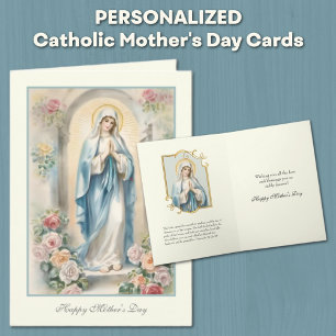 Carte Fête des Mères Fleurie Prière Religieuse