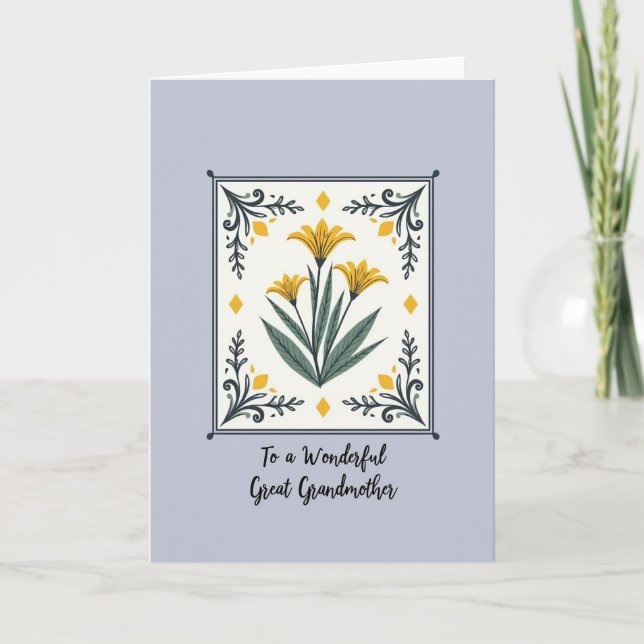Carte Fête des Mères Fleurs Dorées (Devant)