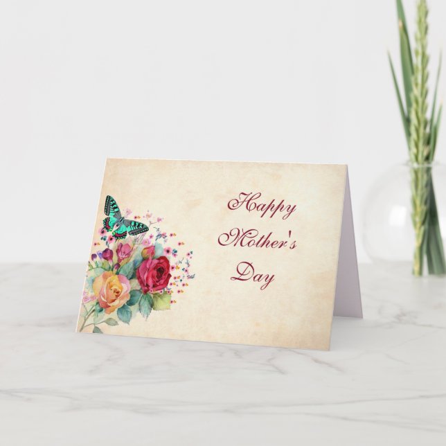 Carte Fête des Mères Fleurs & Papillon (Devant)