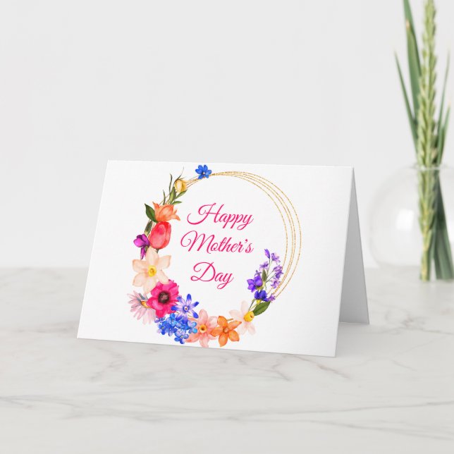 Carte Fête des Mères Fleurs sauvages roses  (Devant)