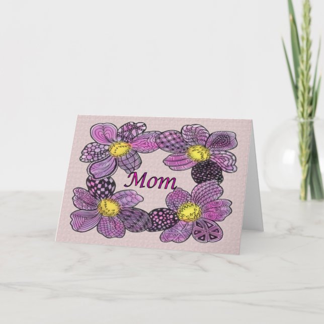 Carte Fête des mères Fleurs violettes (Devant)