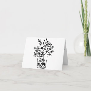 Carte Fête des Mères Florale Noir et Blanc