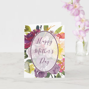 Carte Fête des mères florale violet et jaune