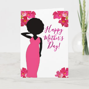 Carte Fête des mères glamour florale rose pour maman afr