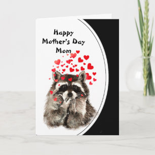 Carte Fête des Mères Hugs & Kisses Raccoon Animal