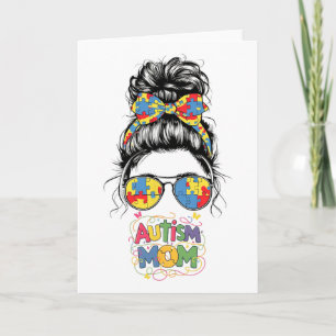 Carte Fête des mères Mama Autism Bun Méssy
