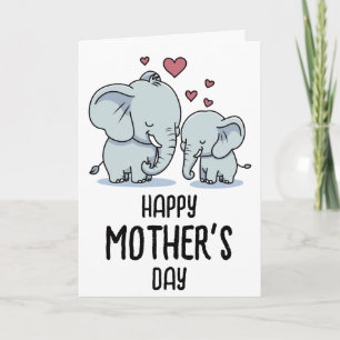 Carte Fête des Mères Maman et bébé éléphant