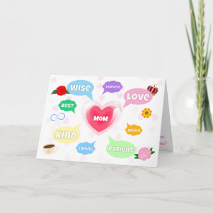 Carte Fête des mères Meilleure maman Mot Nuages Reine Co