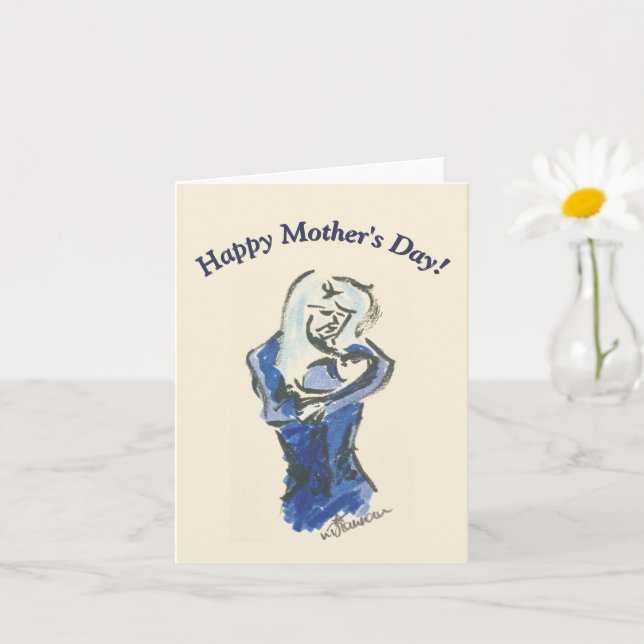 Carte "Fête des Mères" Mère et Bébé "Joyeuse Fête  (Petite plante)