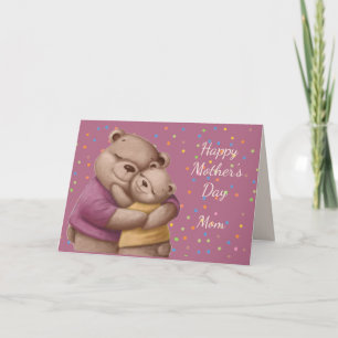 Carte Fête des Mères Mère Mère Mère Mignonne Ours Hugs