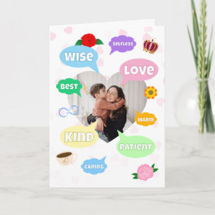 Carte Fête des Mères Nuages de mots photo Meilleure Mama