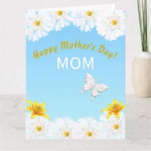 Carte Fête des mères papillon floral printemps Daisy