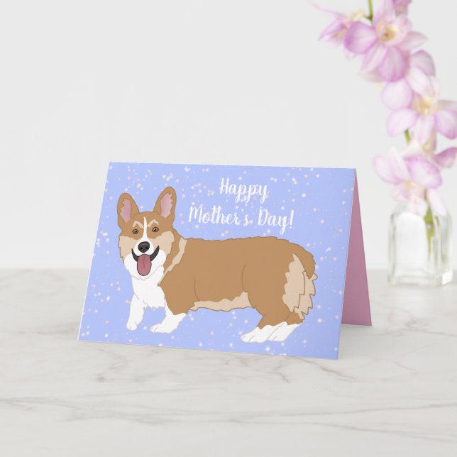 Carte Fête des mères Pembroke Welsh Corgi (Orchidée)