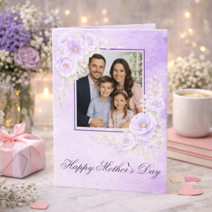 Carte Fête des mères photo florale aquarelle lavande
