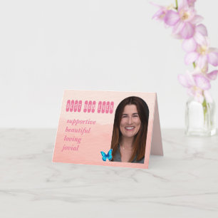 Carte Fête des Mères Photo personnalisée et mots rose