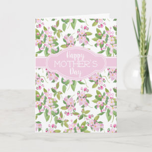 Carte Fête des Mères Pomme rose Blossom sur Blanc