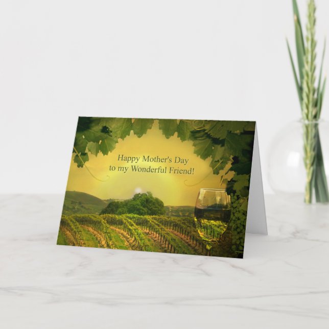 Carte Fête des Mères pour Ami avec Vin (Devant)