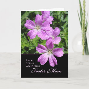 Carte Fête des mères pour Foster Mom, Purple Geraniums