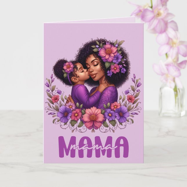 Carte Fête des mères pour maman et fille afro-américaine (Orchidée)