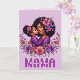 Carte Fête des mères pour maman et fille afro-américaine