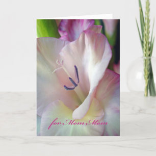 Carte Fête des mères pour maman, Fleur rose gladiolus