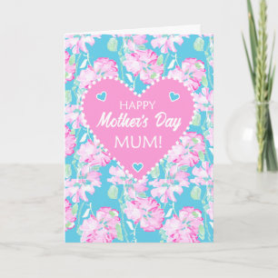 Carte Fête des mères pour maman roses roses roses sur bl