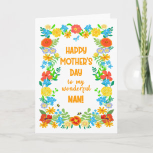 Carte Fête des mères pour Nan avec une jolie frontière f