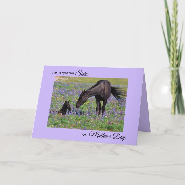 Carte Fête des Mères pour Soeur Mare Fleurs de Foal Phot (Devant)