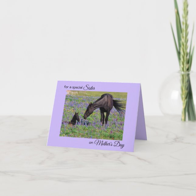 Carte Fête des Mères pour Soeur Mare & Foal Photo Note (Devant)