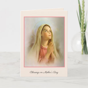 Carte Fête des Mères Religieuse Vierge Marie Bienheureus