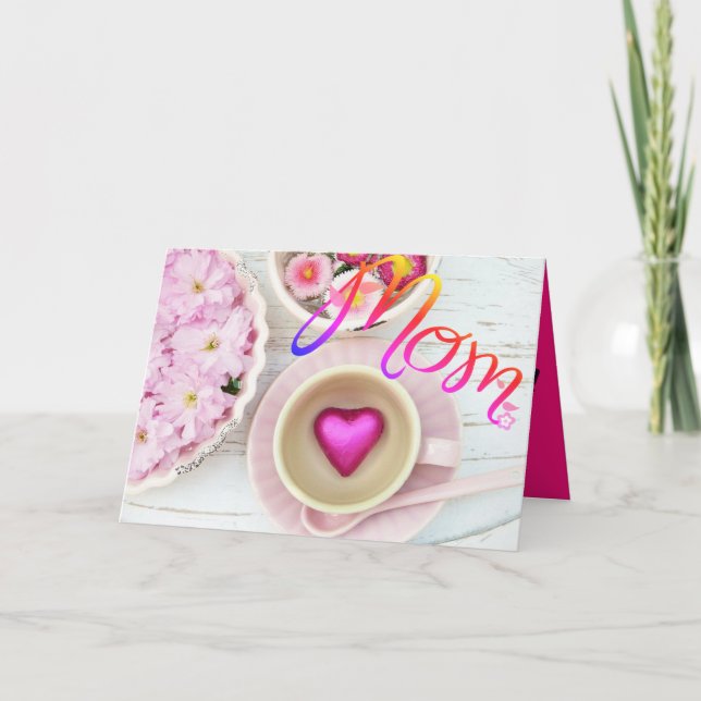 Carte Fête des Mères Rose Floral MOM (Devant)