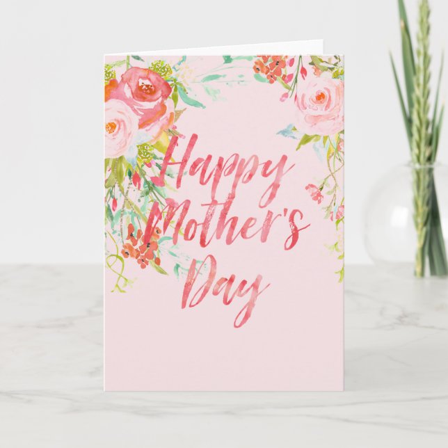 Carte Fête des mères Roses de l'aquarelle (Devant)